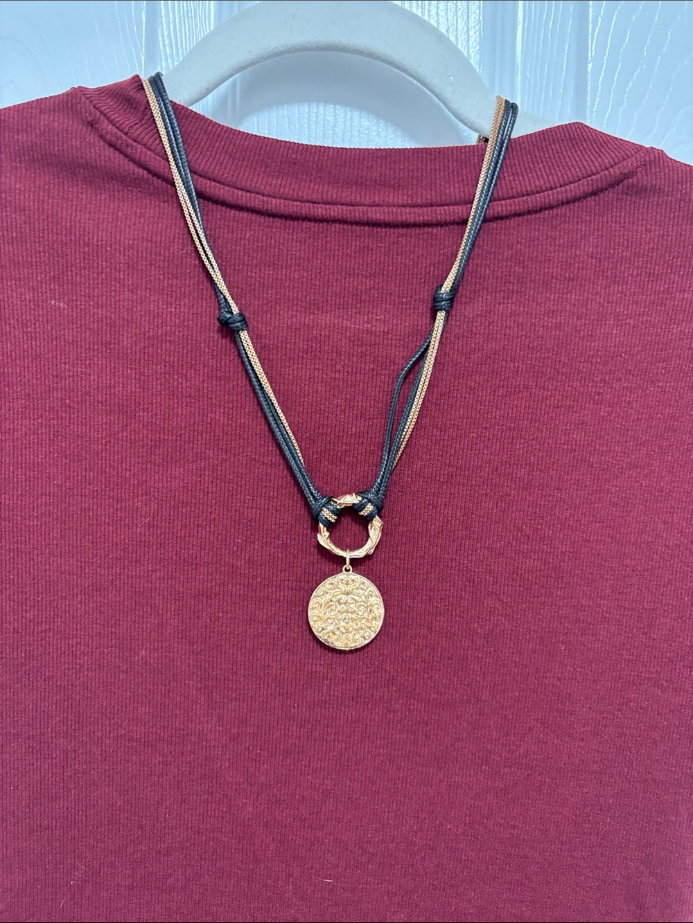 Zara Gold Pendant Necklace with Black and gold colored cords